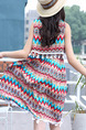 Colorful Loose Tassel Printed Above Knee Girl Dress for Casual Party