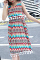 Colorful Loose Tassel Printed Above Knee Girl Dress for Casual Party