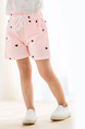 Pink Printed Adjustable Waist Band Pockets Cute Girl Shorts for Casual