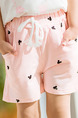 Pink Printed Adjustable Waist Band Pockets Cute Girl Shorts for Casual