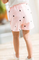 Pink Printed Adjustable Waist Band Pockets Cute Girl Shorts for Casual