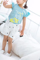 White Printed Adjustable Waist Band Pockets Cute Girl Shorts for Casual