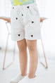 White Printed Adjustable Waist Band Pockets Cute Girl Shorts for Casual