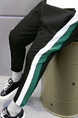 Black White and Green Plus Size Adjustable Waist Contrast Side Stripe Halen Boy Pants for Casual