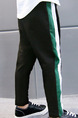 Black White and Green Plus Size Adjustable Waist Contrast Side Stripe Halen Boy Pants for Casual