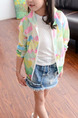 Colorful Plus Size Printed Hooded Zipper Pockets Long Sleeve Girl Jacket for Casual