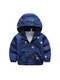 Blue Colorful Printed Hooded Zipper Pockets Long Sleeve Boy Jacket for Casual
