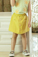 Yellow Slim A-Line Adjustable Waist Single-Breasted Pockets Girl Short for Casual