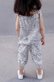 White Loose Printed Two-Piece Girl Jumpsuit for Casual Party