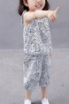 White Loose Printed Two-Piece Girl Jumpsuit for Casual Party