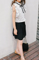 Black and White Slim Stripe Ruffle Two-Piece Above Knee Girl Dress for Casual Party