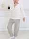 Grey Adjustable Waist Beam Foot Lantern Boy Pants for Casual
