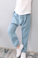 Blue Adjustable Waist Beam Foot Lantern Boy Pants for Casual