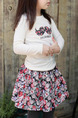 Colorful Slim A-Line Printed Floral Girl Skirt for Casual Party