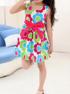Colorful Slim A-Line Printed Dress Girl Dress for Casual Party