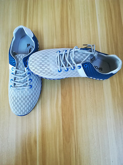 Blue and White Mesh Round Toe Platform 1cm Contrast Linking Strappy for Casual