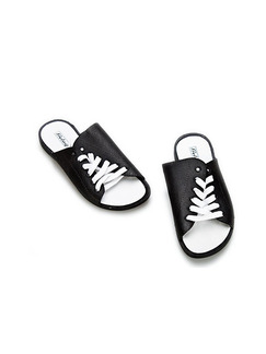 Black and White Leather Open Toe Platform 1cm Strappy Contrast for Casual