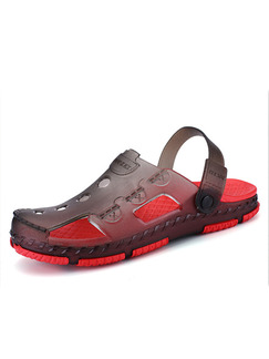 Black and Red PVC Open Toe Platform 2cm for Outdoor