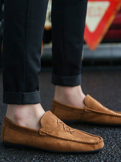 Brown Suede Round Toe Platform Comfort 1cm Loafers