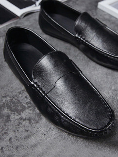 Black Leather Round Toe Platform Comfort 1.5cm Loafers