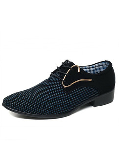 Blue Polyester Round Toe Platform Comfort Lace Up 3cm Shoes