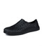 Black Rubber Round Toe Platform 2cm Perforated Men Shoes