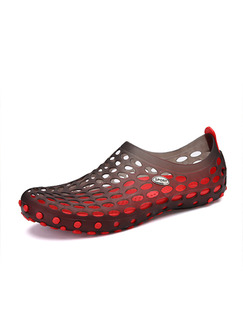 Black and Red Plastic Cement Round Toe Platform 2cm Perforated Men Shoes