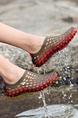 Black and Red Plastic Cement Round Toe Platform 2cm Perforated Men Shoes