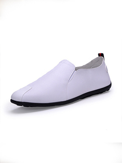 White Leather Round Toe Platform 1cm Leather Shoes for Office Party Evening