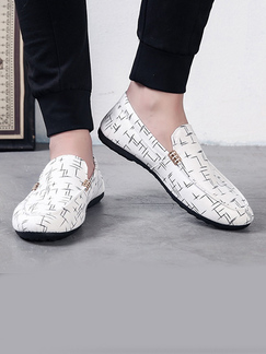 White Leather Round Toe Platform Slip-On 2cm Flats Loafer Contrast