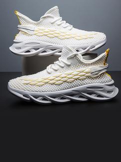 White and Yellow Mesh Round Toe Platform Lace Up 3.5cm Strappy Loafer Sports Linking Men Shoes