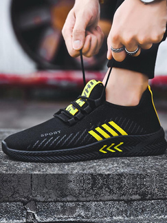Black and Yellow Canvas Round Toe Lace Up Rubber Shoes Men Shoes