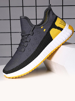 Black White and Yellow Round Toe Lace Up Slip On Men Shoes