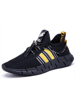 Black and Yellow Round Toe Lace Up Rubber Men Shoes
