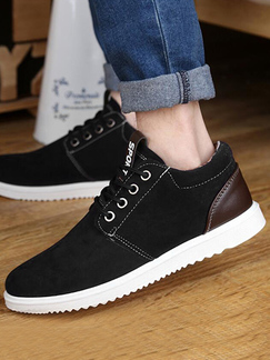 Black and Brown Canvas Round Toe Platform Lace Up 1.5cm Rubber Shoes