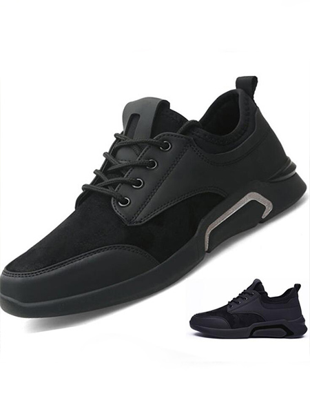 Black Leather Round Toe Platform Lace Up 3cm Rubber Shoes_DRESS.PH ...
