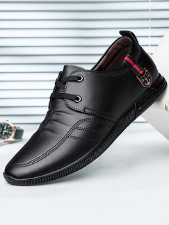 Black Leather Round Toe Platform Lace Up 1.5cm Leather Shoes