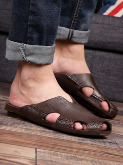 Brown Plastic Open Toe Platform Sandals