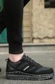Black Mesh Round Toe Platform Lace Up Rubber Shoes