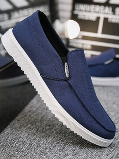 Blue and White Canvas Round Toe Platform Loafer
