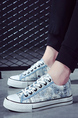 White and Blue Canvas Round Toe Platform Lace Up Rubber Shoes