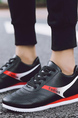 Black White and Red Leather Round Toe Platform Lace Up Rubber Shoes
