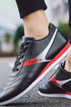 Black White and Red Leather Round Toe Platform Lace Up Rubber Shoes