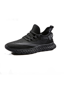 Black Fabric Round Toe Platform Lace Up Rubber Shoes