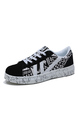 Black and White Canvas Round Toe Platform Lace Up Rubber Shoes