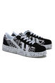 Black and White Canvas Round Toe Platform Lace Up Rubber Shoes