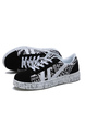 Black and White Canvas Round Toe Platform Lace Up Rubber Shoes