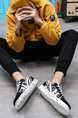 Black and White Canvas Round Toe Platform Lace Up Rubber Shoes
