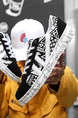 Black and White Canvas Round Toe Platform Lace Up Rubber Shoes