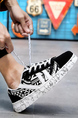 Black and White Canvas Round Toe Platform Lace Up Rubber Shoes